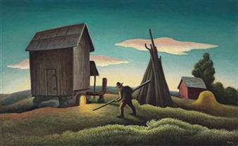 Night Firing of Tobacco - Thomas Hart Benton‏