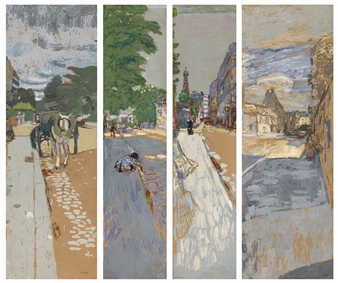 4 Works: La voiture d'arrosage, L'enfant au ruisseau, La Tour Eiffel & La Rue - Édouard Vuillard