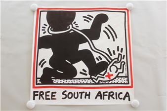 Large 4x4ft Keith Haring Free South Africa Poster, 1985