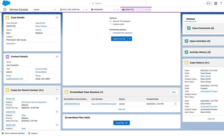 ScreenMeet Live + Salesforce Agent Training using Salesforce Cases