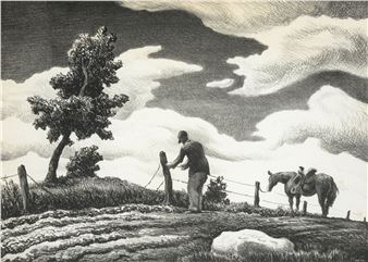 Thomas Hart Benton THE FENCE MENDER Lithograph